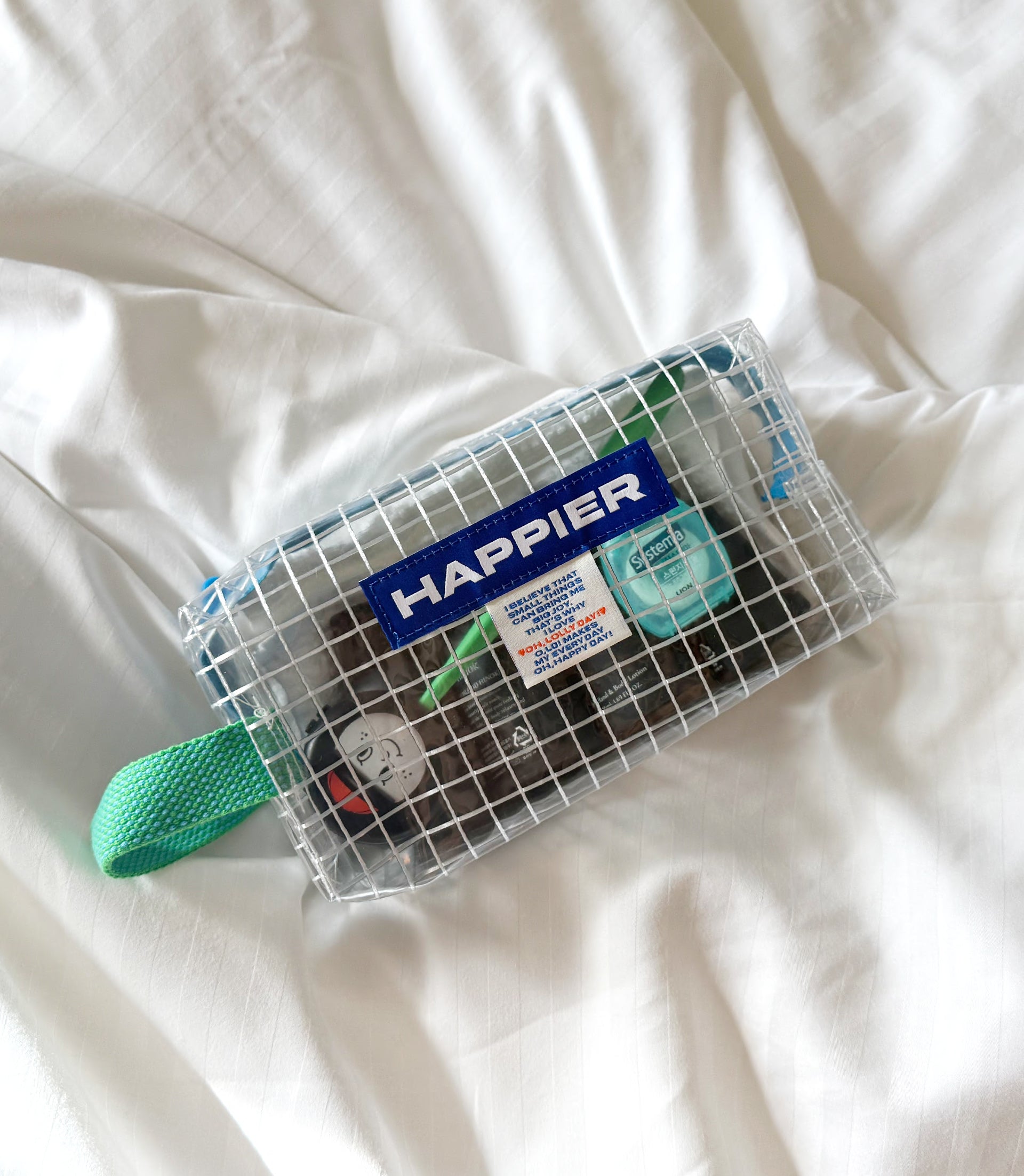 Happier label clear brick pouch